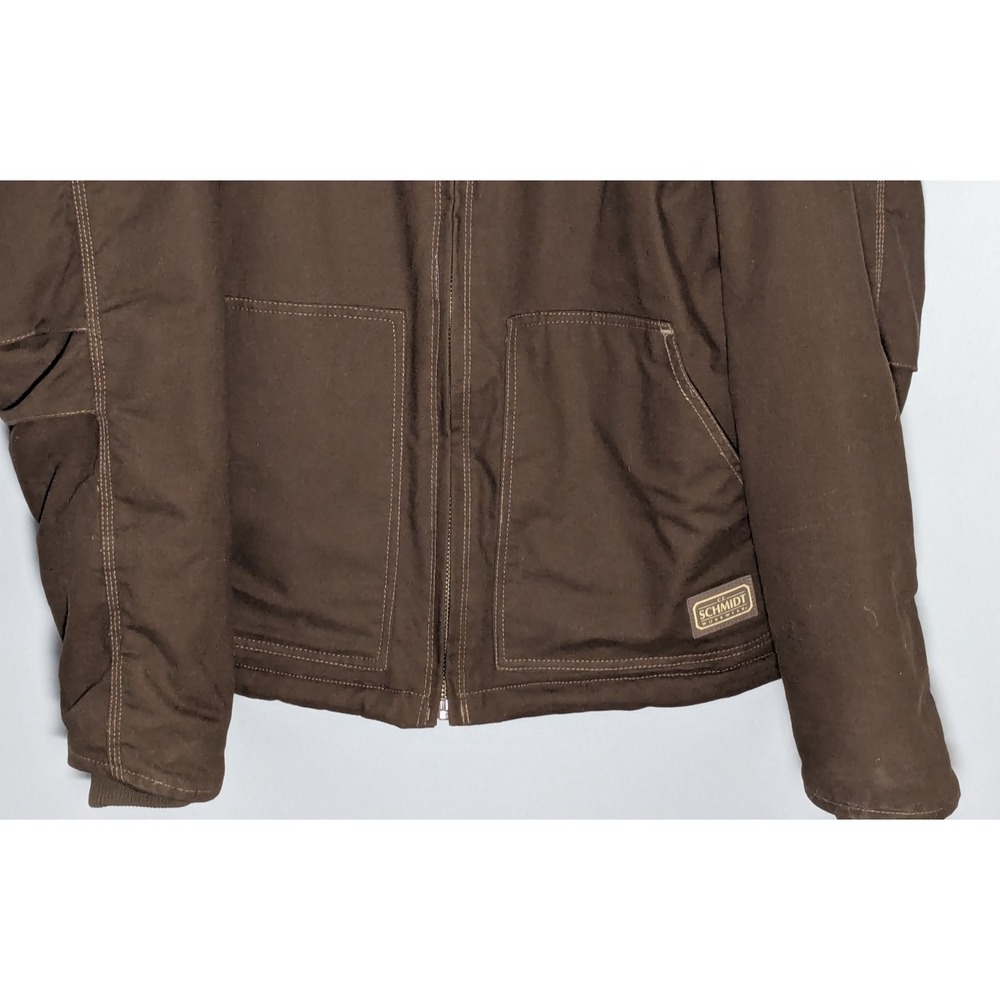 Vintage CE Schmidt Workwear Jacket Men Large/Tall Brown Sherpa Lined Hooded - Picture 4 of 15